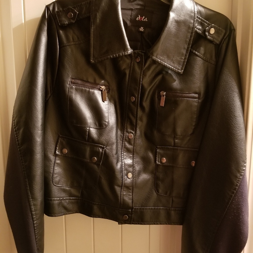 💥💄 Faux Leather Cropped Moto Jacket Size 2x